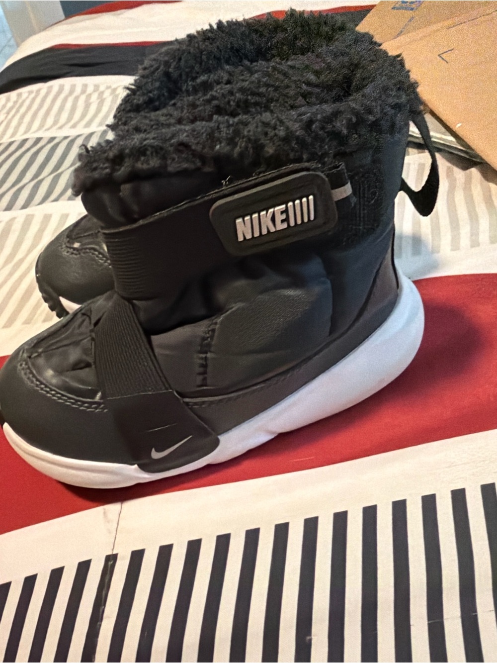 Nike Kids Black Winter Boots with White Sole